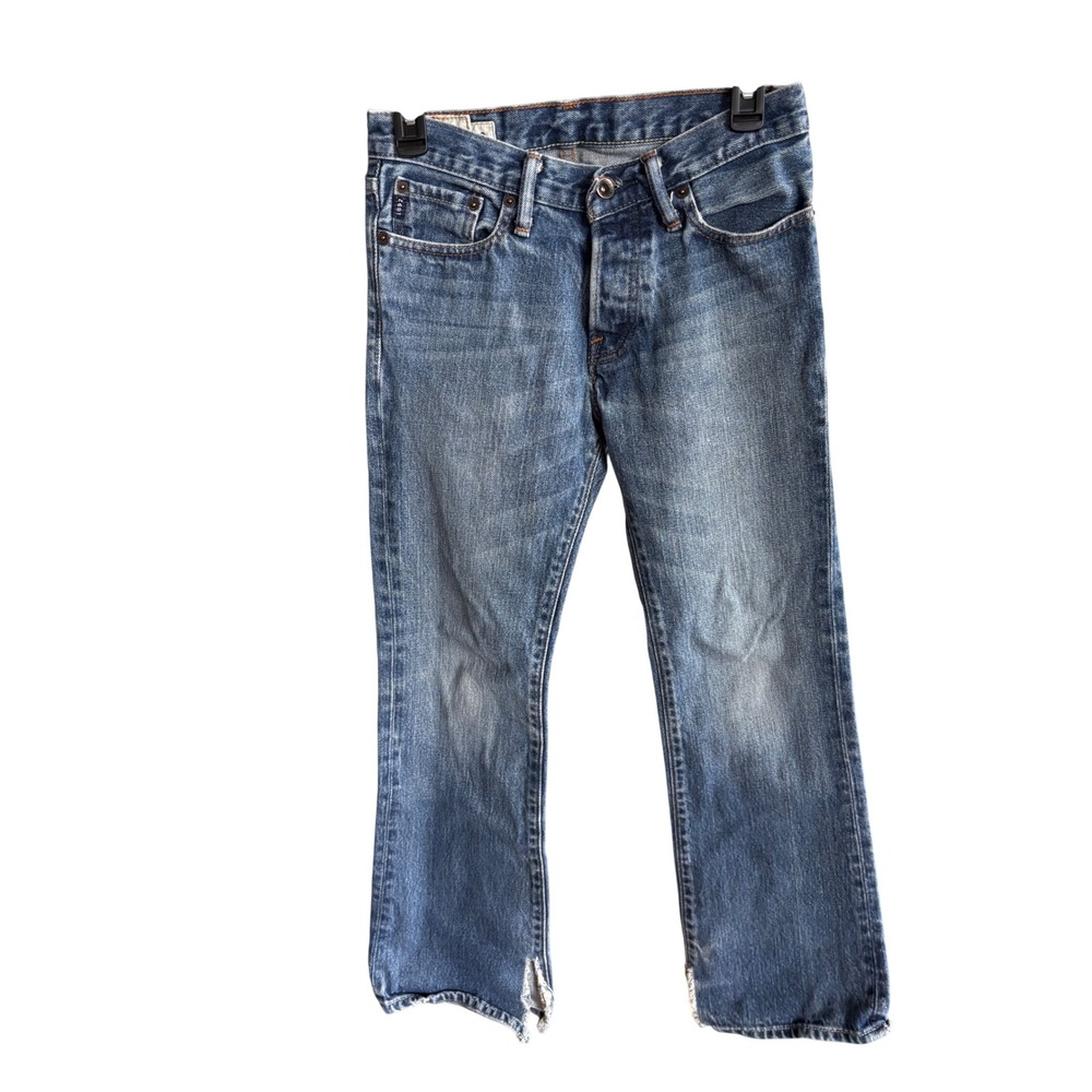 Abercrombie Kids Baxter Slim Boot Jeans Boys Size 12 Medium Wash Distressed Blue